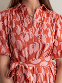 Ex Voto Dress Lizzie Midi Dress in Brandied Apricot & Ginger Blockprint