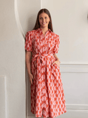 Ex Voto Dress Lizzie Midi Dress in Brandied Apricot & Ginger Blockprint