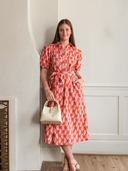 Ex Voto Dress Lizzie Midi Dress in Brandied Apricot & Ginger Blockprint