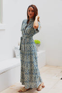 Ex Voto Dress Val Dress in Blue Blockprint