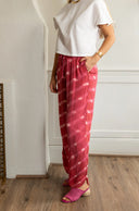 Ex Voto Pants Aiden Wide Leg Trouser in Raspberry