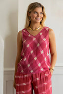 Ex Voto Top Isla Tank Top in Raspberry