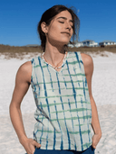 Ex Voto Top Isla Tank Top in Smoke Green & Teal Tie Dye
