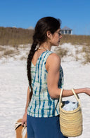 Ex Voto Top Isla Tank Top in Smoke Green & Teal Tie Dye