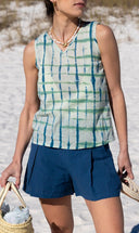 Ex Voto Top Isla Tank Top in Smoke Green & Teal Tie Dye