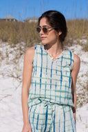 Ex Voto Top Isla Tank Top in Smoke Green & Teal Tie Dye