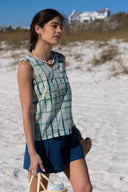 Ex Voto Top Isla Tank Top in Smoke Green & Teal Tie Dye