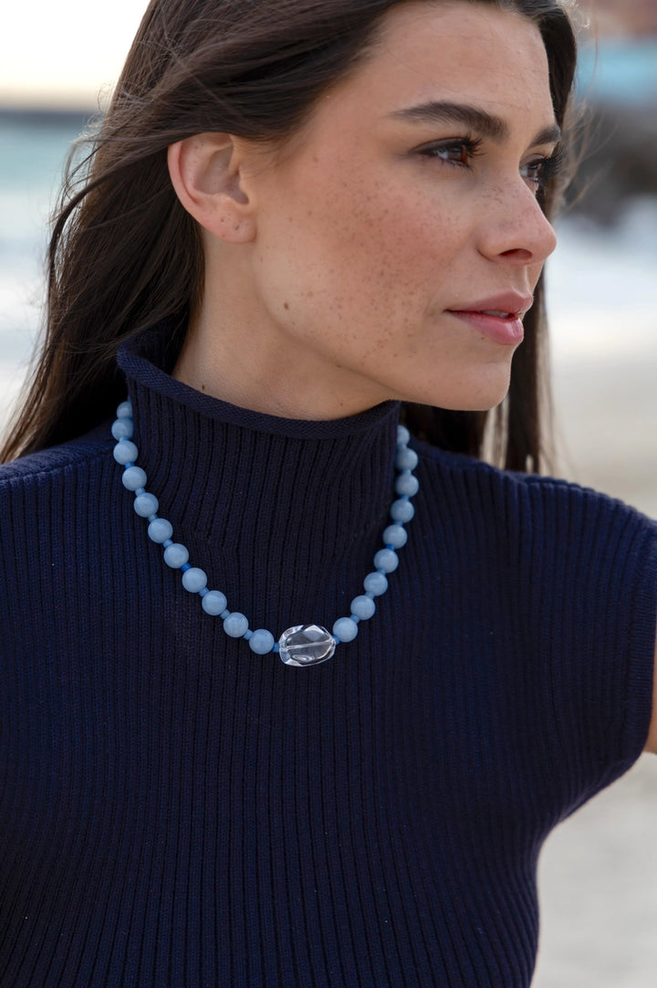 Isabel Angelite and Quartz Necklace