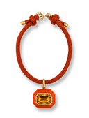 Lena Orange Resin Octagon and Topaz Crystal Pendant