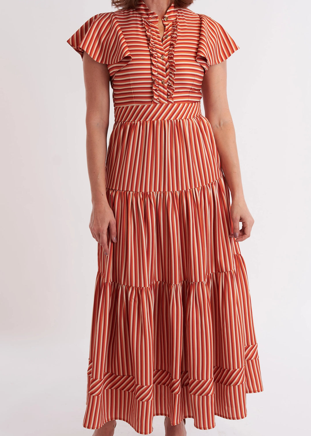 Doon Dress in Terracotta Stripe