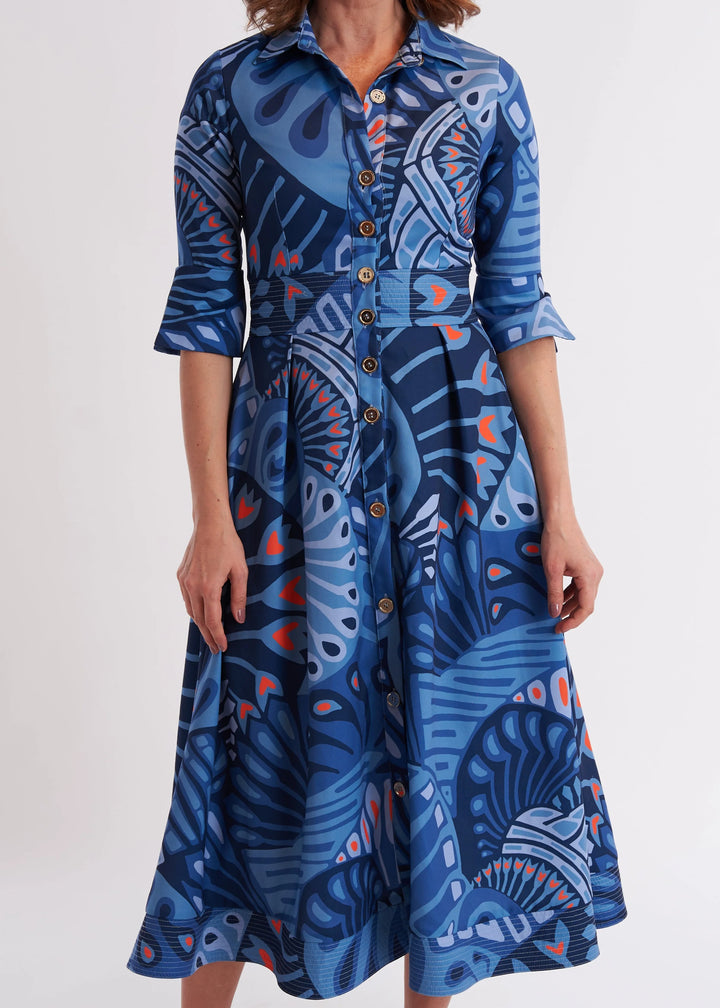 Monaco Dress in Paddle Ocean Fog