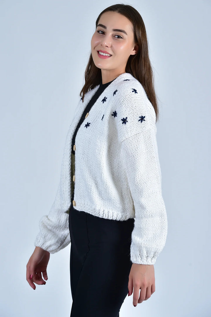 Fanm Mon Sweater Sisters Bloom Cardigan in Navy Floral