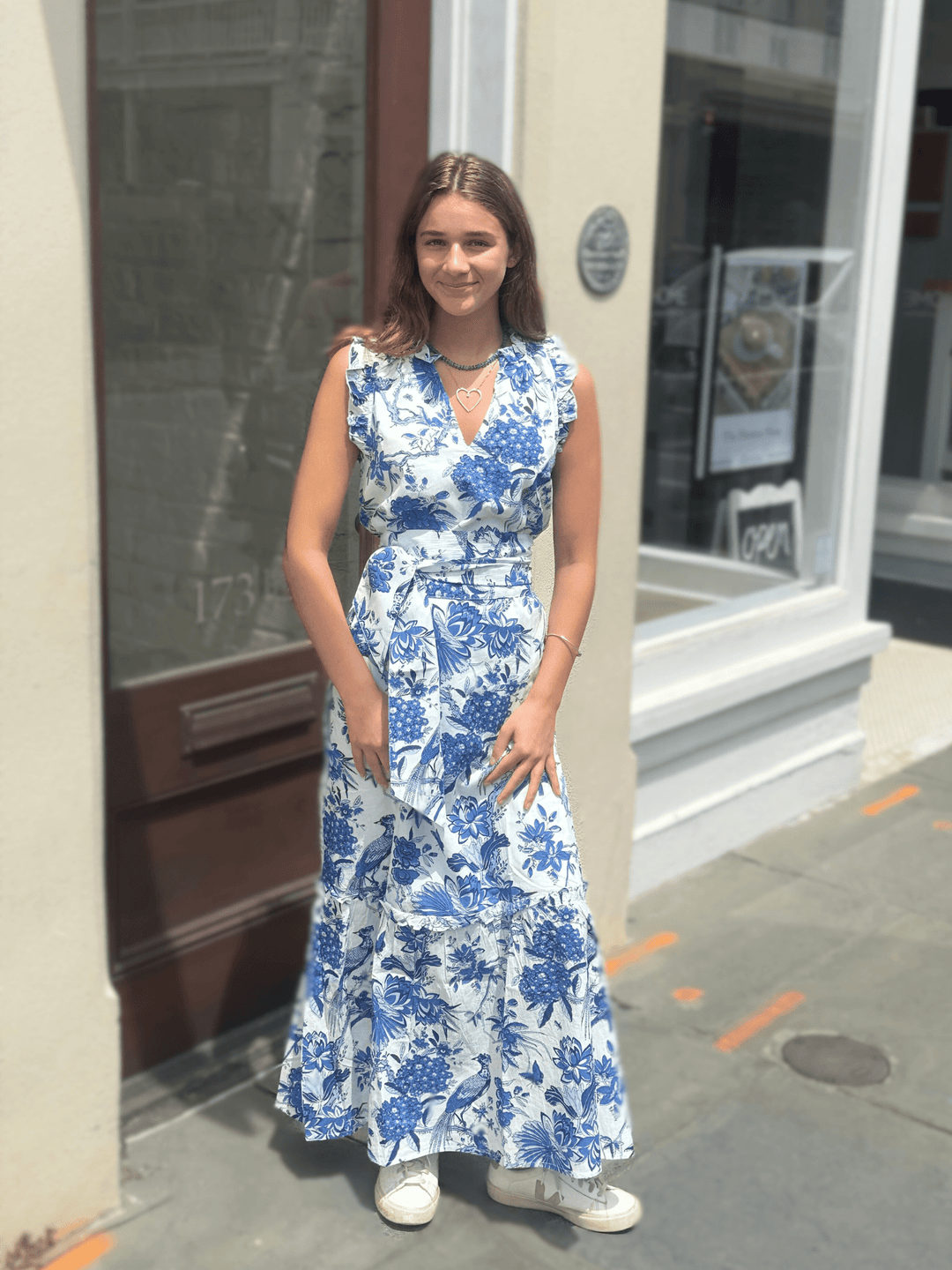 Fitzroy & Willa Dress Christina Dress in Blue & White Toile