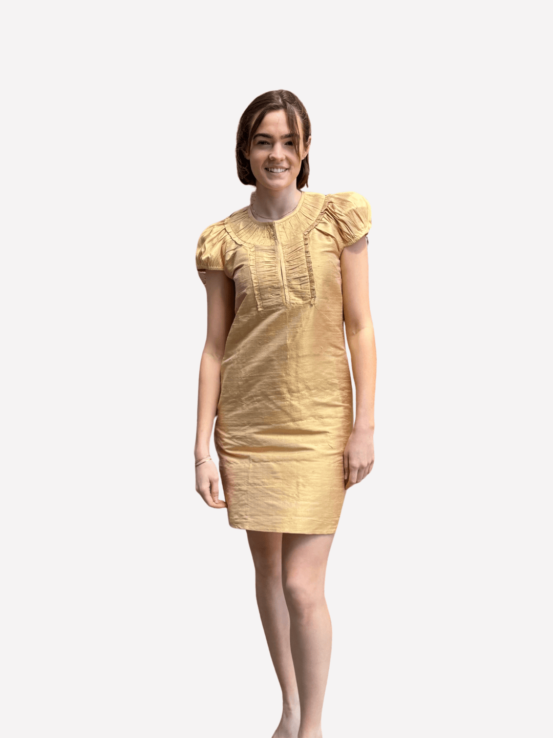 Fitzroy & Willa Dress Gold Silk Shift Dress