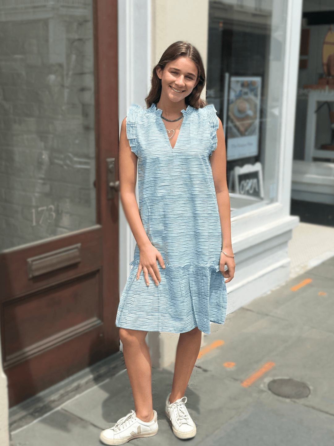 Fitzroy & Willa Dress Nikki Dress in Blue Stripe