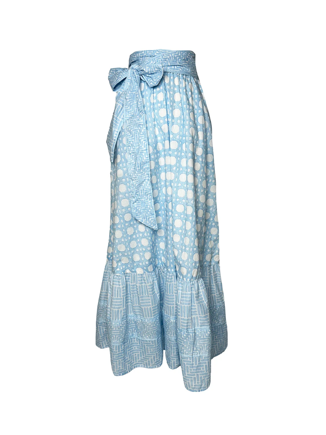 Sue Sartor Flounce Skirt in Baby Blue Caning