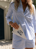 For Now Dress The White Whale Button Down in Blue Stripe