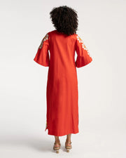 Frances Valentine Dress Frances Valentine | Delightful Sunrise Caftan in Coral Multi Embroidery