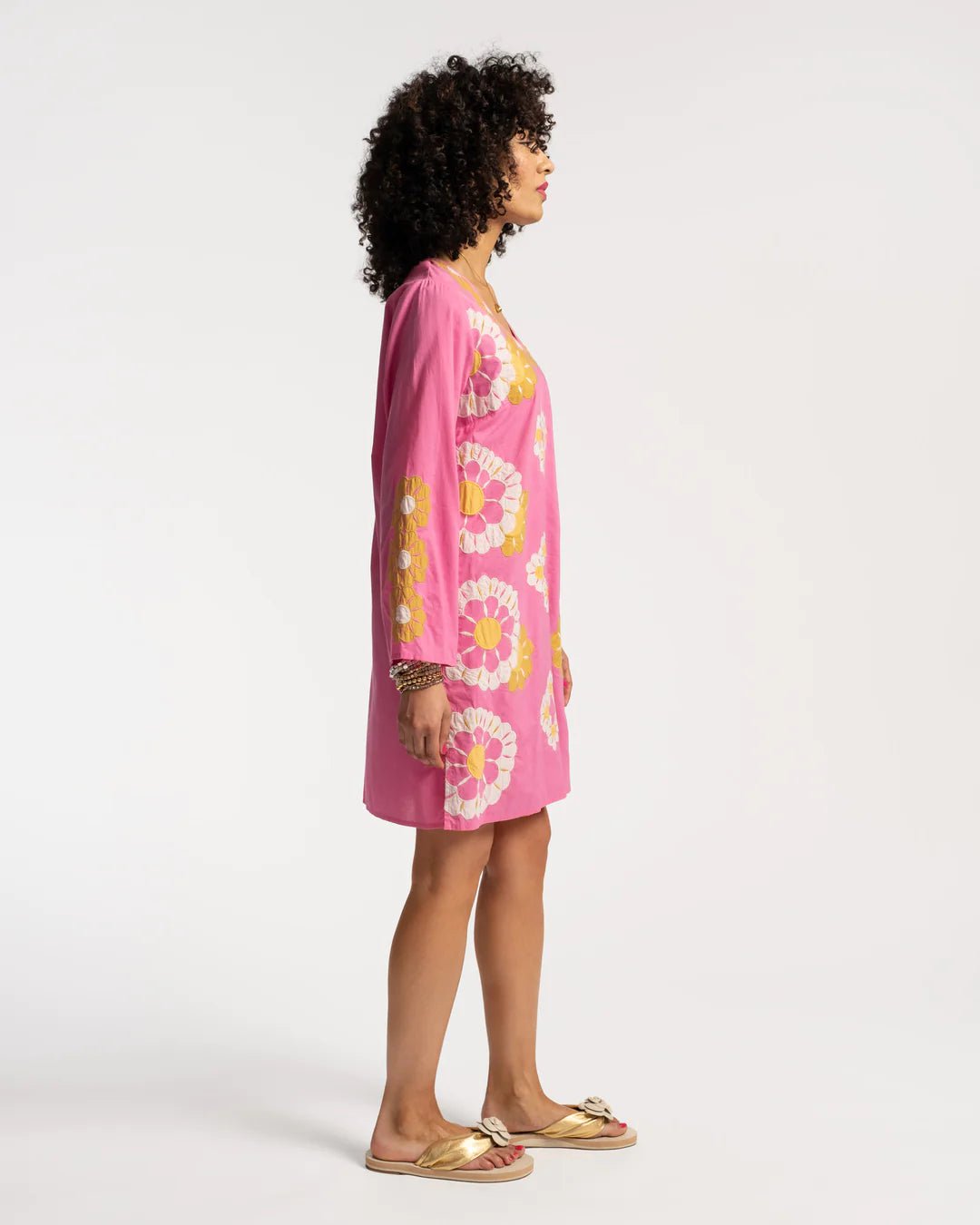Frances Valentine Dress Frances Valentine | Goldie Tunic Sunrise in Pink Multi Embroidery