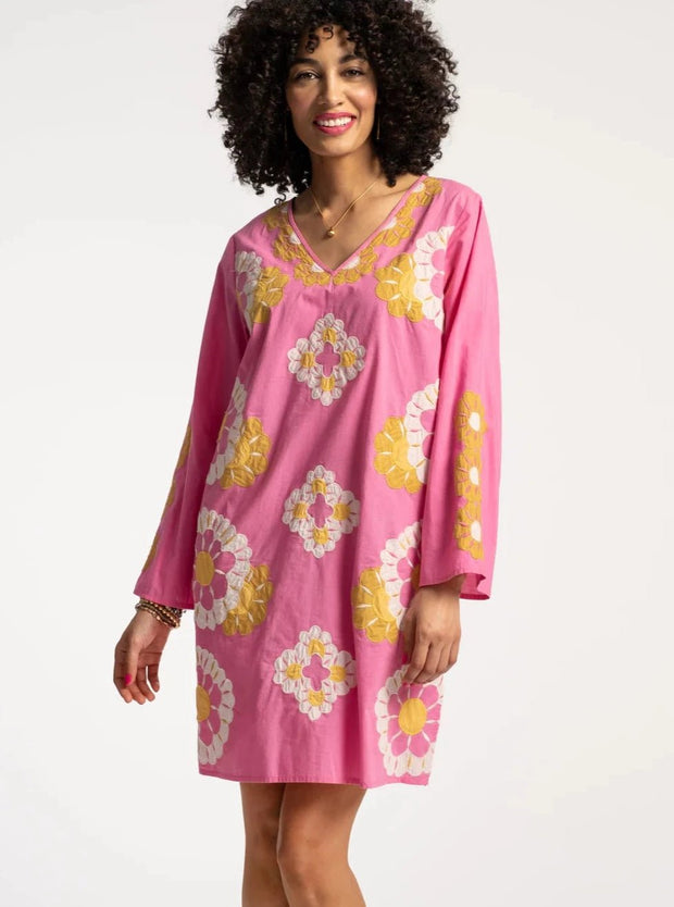 Frances Valentine Dress Frances Valentine | Goldie Tunic Sunrise in Pink Multi Embroidery