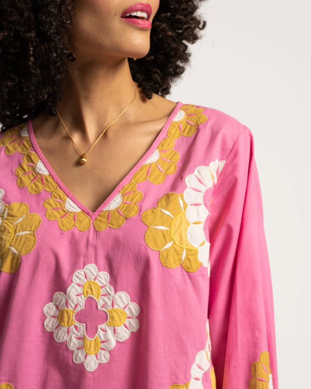 Frances Valentine Dress Frances Valentine | Goldie Tunic Sunrise in Pink Multi Embroidery