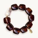 Fray Pearls Bracelet Brown Bubble Elastic