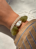 Fray Pearls Bracelet Matcha Bubble Elastic