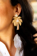 Gaby & Grace Earrings Gold Palm Tree Beaded Earrings