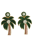 Gaby & Grace Earrings Green Palm Tree Beaded Earrings