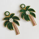 Gaby & Grace Earrings Green Palm Tree Beaded Earrings