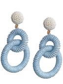 Gaby & Grace Earrings Nantucket Raffia Earrings in Carolina Blue and White