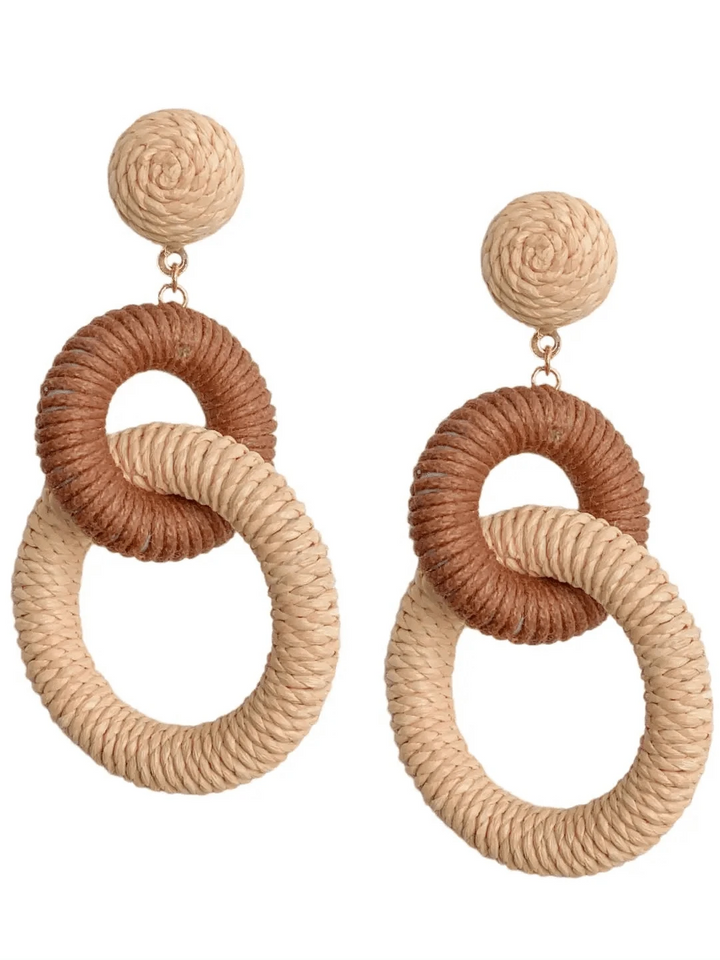 Gaby & Grace Earrings Nantucket Raffia Earrings in Natural Brown