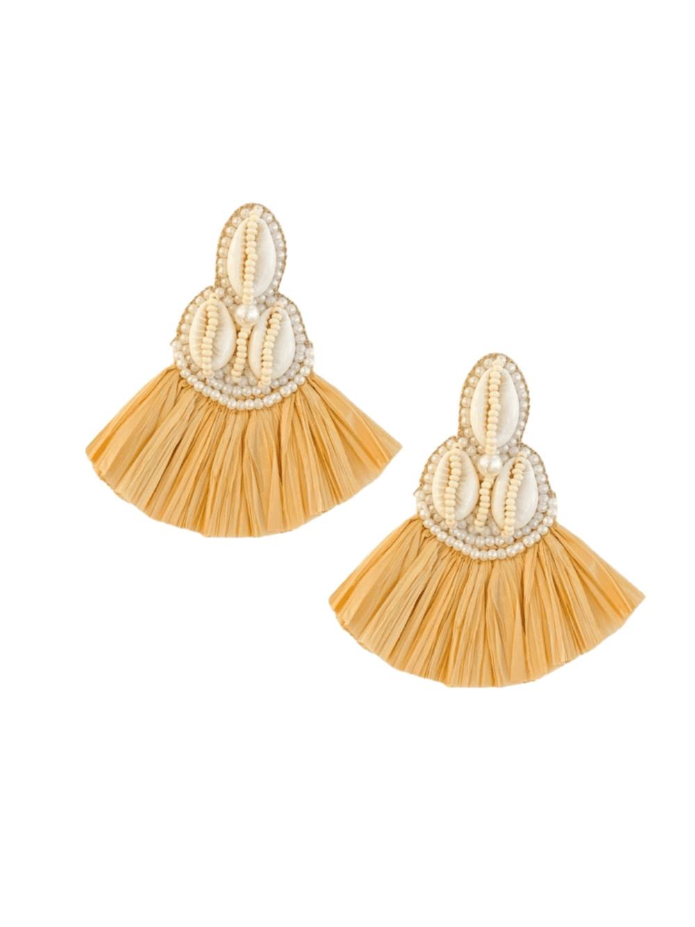 Gaby & Grace Earrings Tulum Seashell Raffia Earrings