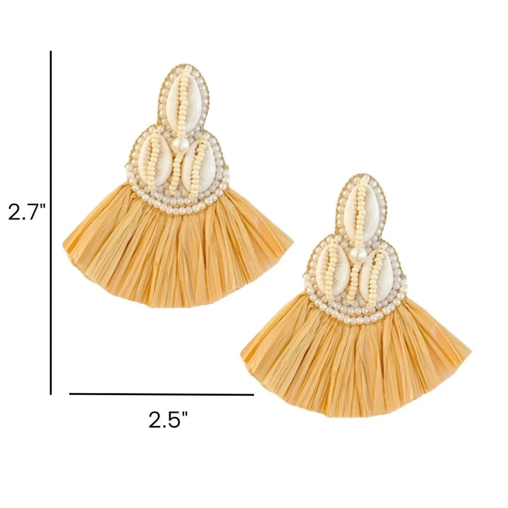 Gaby & Grace Earrings Tulum Seashell Raffia Earrings