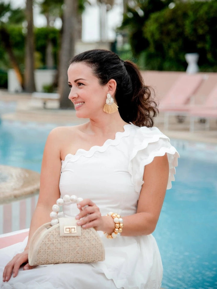 Gaby & Grace Earrings Tulum Seashell Raffia Earrings