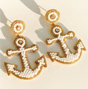 Gaby & Grace Earrings Yacht Anchor Earrings in White