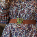 Garland Bags Belt Square Greek Key Buckle