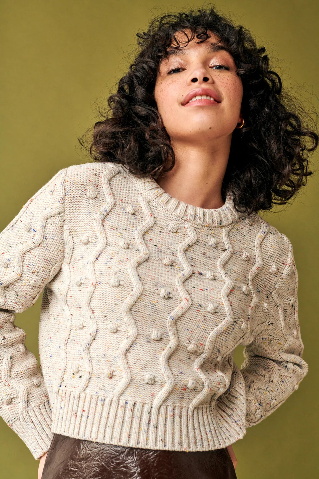 GiGi Knitwear Sweater Bubble Sweater in Natural Speckle