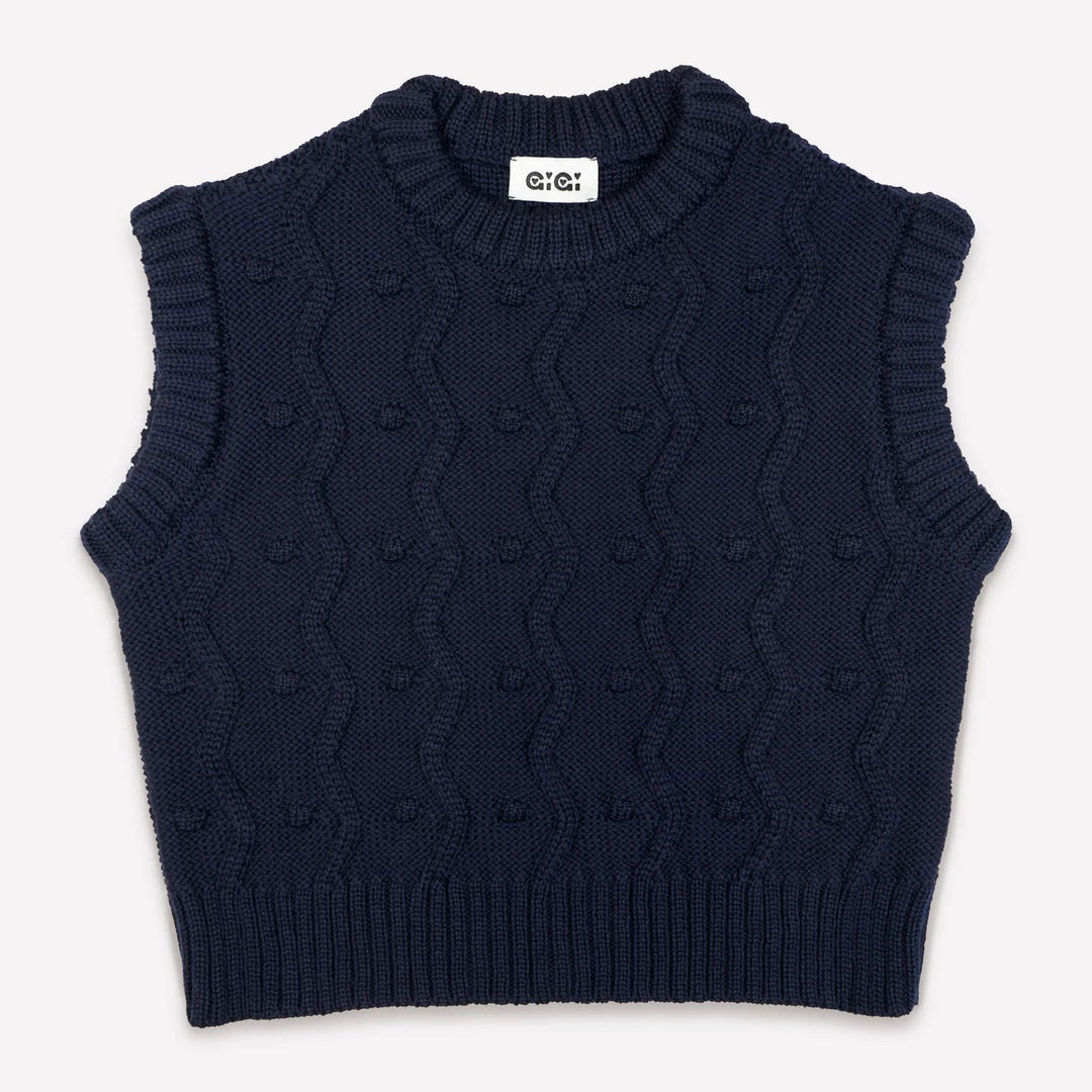 GiGi Knitwear Sweater Bubble Vest in Navy