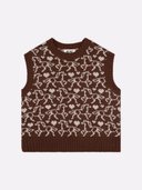 GiGi Knitwear Sweater Gallop Jacquard Vest in Brown