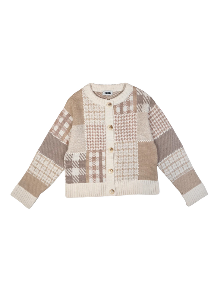 Patchwork Cardigan in Multi Beige