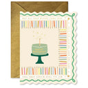 Ginger P. Designs Stationary Birthday Cake and Candles Scallop Greeting Card