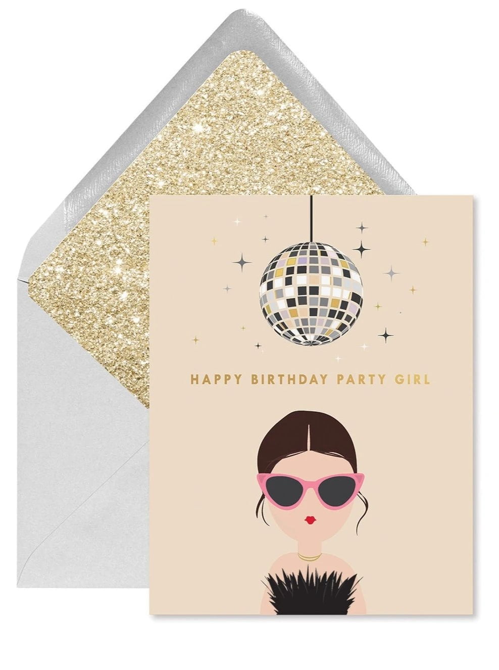 Ginger P. Designs Stationary Disco Party Girl Birthday Greeting Card