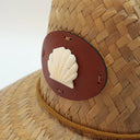 Glampwear Hat One size Straw Hat | Brown Leather Patch with Shell