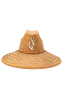 Glampwear Hat One size Straw Hat | White Leather Coral Branch
