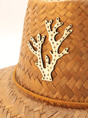Glampwear Hat One size Straw Hat | White Leather Coral Branch