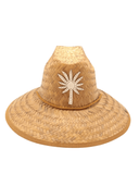Glampwear Hat One size Straw Hat | White Leather Palm Tree