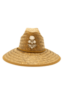 Glampwear Hat One size Straw Hat | White Leather Thistle Flower