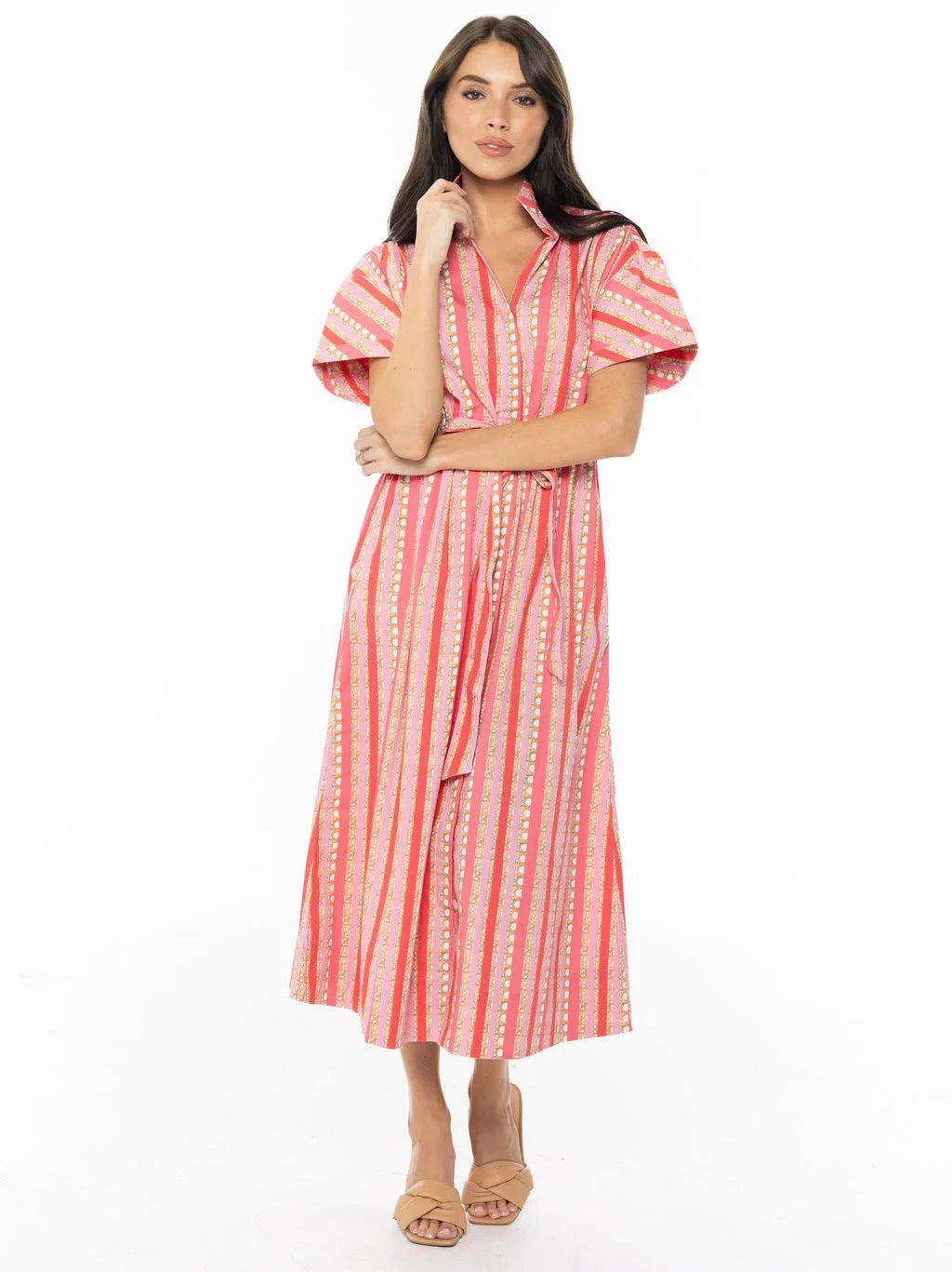 Holly Shae Dress Bria Dress in Cabana Stripe Pink Sorbet