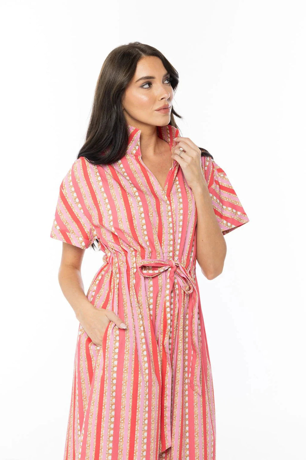Holly Shae Dress Bria Dress in Cabana Stripe Pink Sorbet